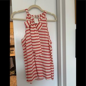 Silk j. Crew bow sleeveless blouse, striped